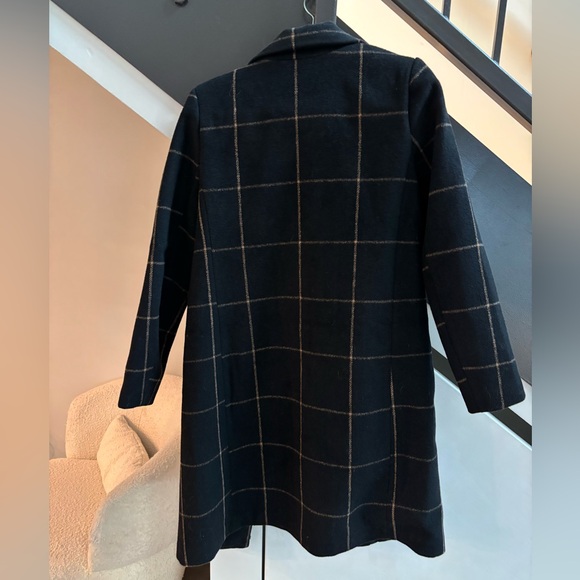 VILA Black Checkered Trench Coat black and tan 34 - Picture 2 of 5